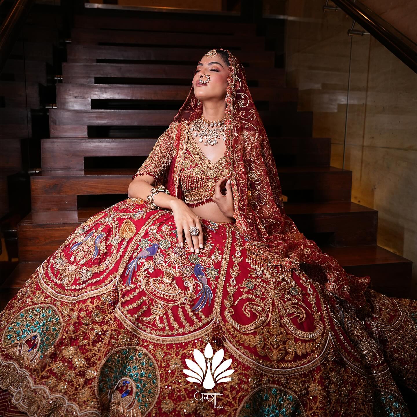 Custom Red Royal Bridal lehenga