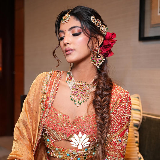 Custom Orange Royal Bridal lehenga