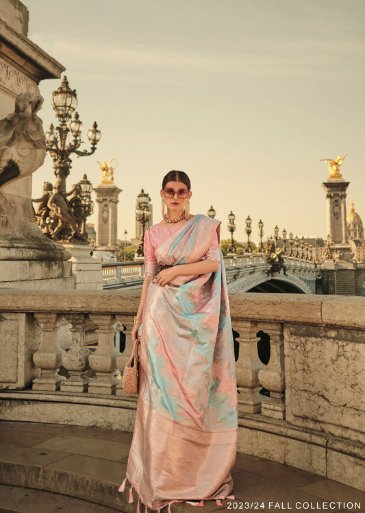 Peach Kiki Rangkat Handloom Silk Saree