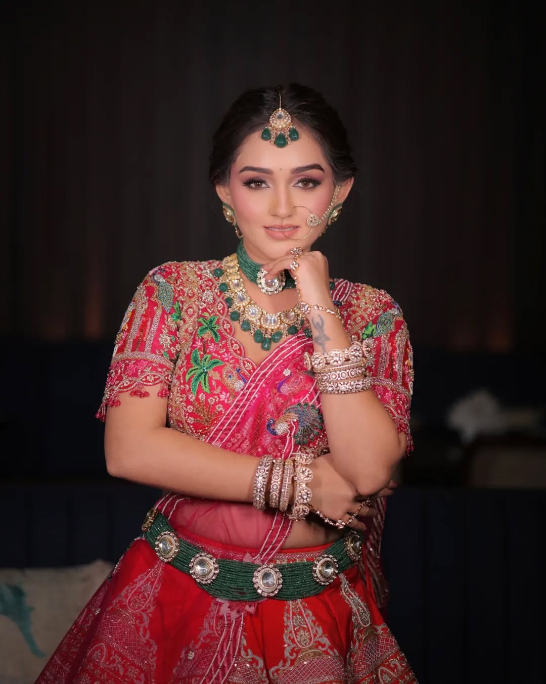 Custom Pink Elaborate Traditional Motif Royal Bridal lehenga