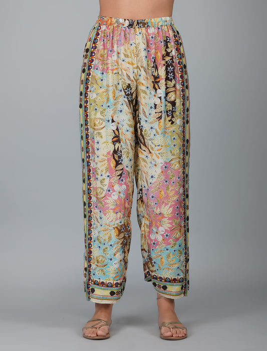 Melange Print Pants With Oversized Top