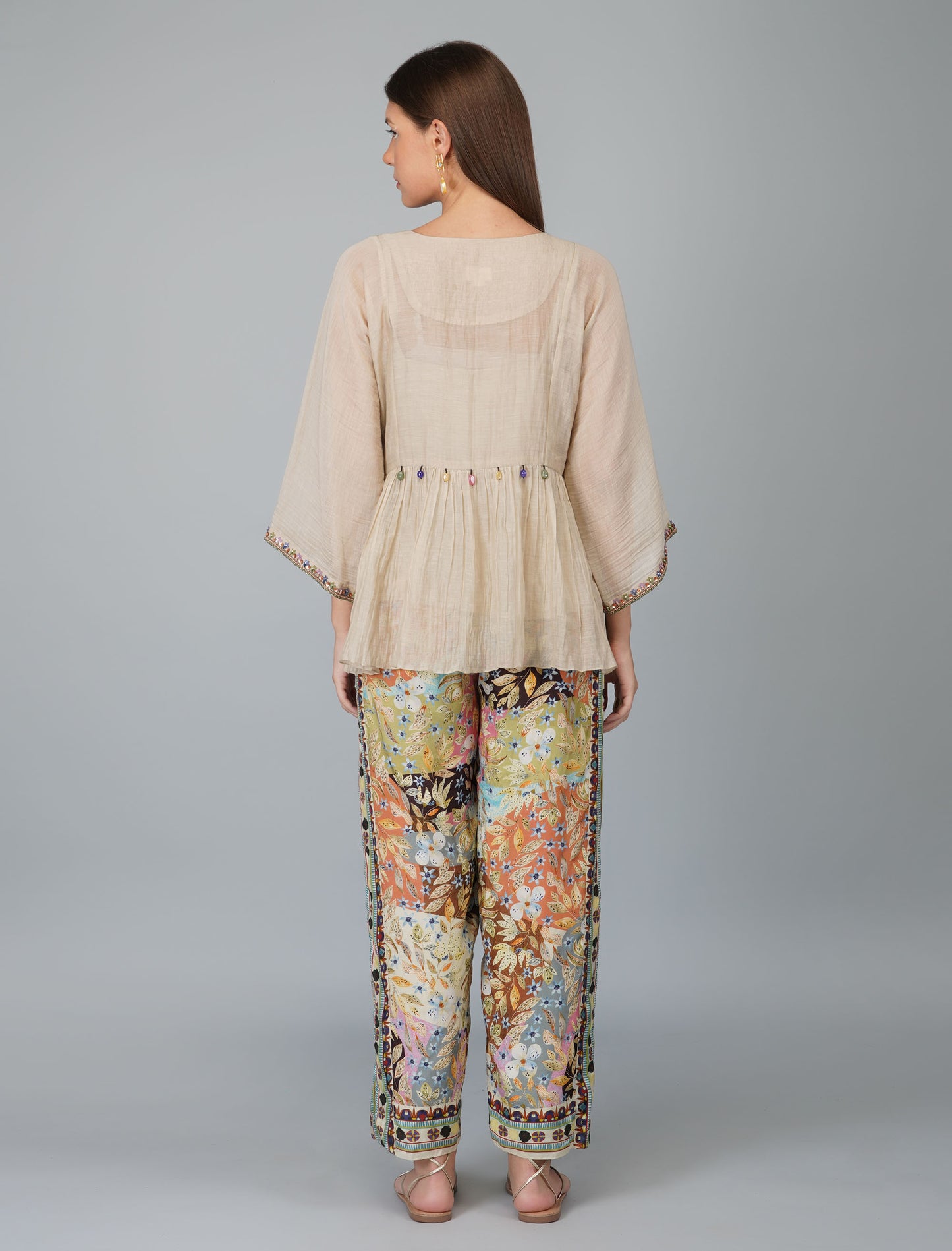 Melange Print Pants With Oversized Top