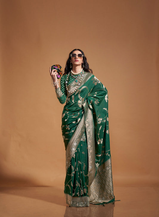 Green Kocktail Georgette Handloom Saree
