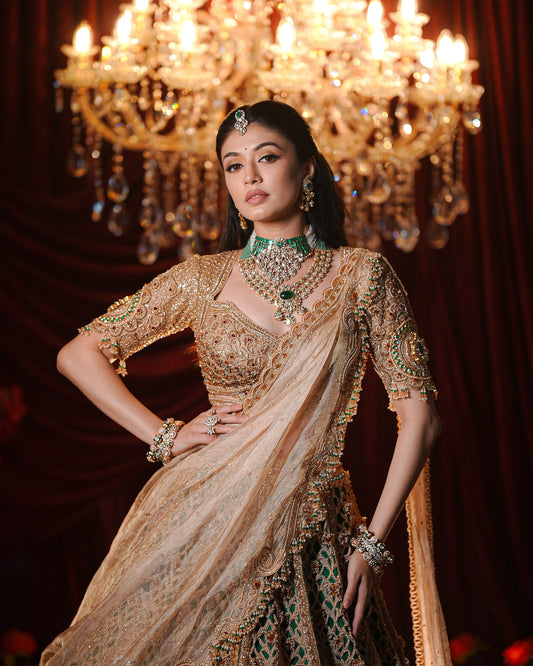 Custom Regal Cream Heavy Bridal Lehenga