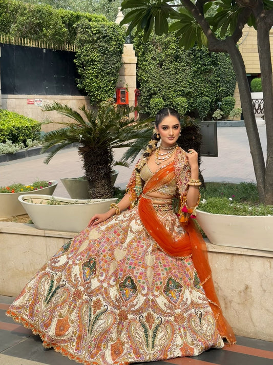 Custom Regal Red and white Bridal Lehenga