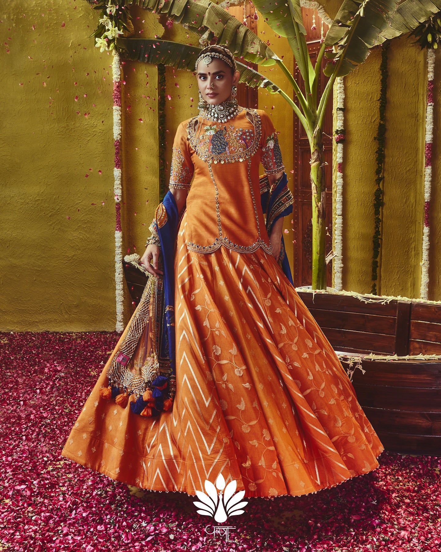 Custom Orange Bridesmaid kurta