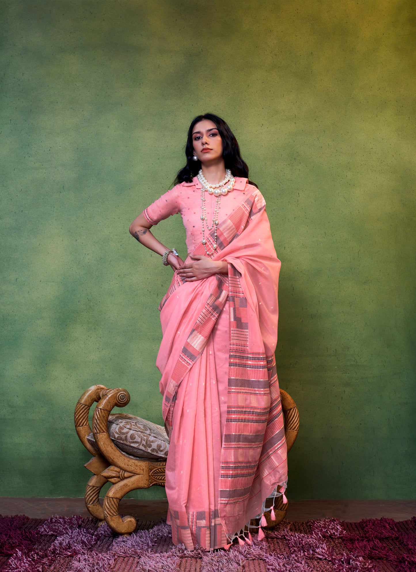 Pink Khwaaish Spun Handloom Silk Saree