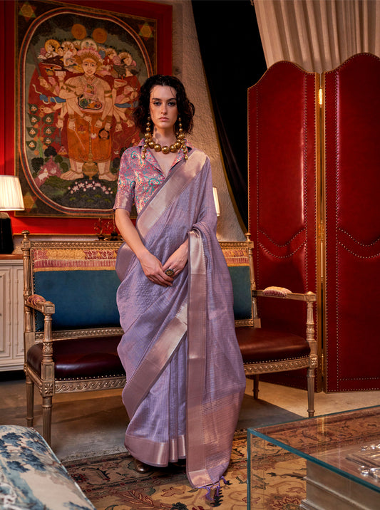 Lavender Knoorie Moss chiffon Seasons saree
