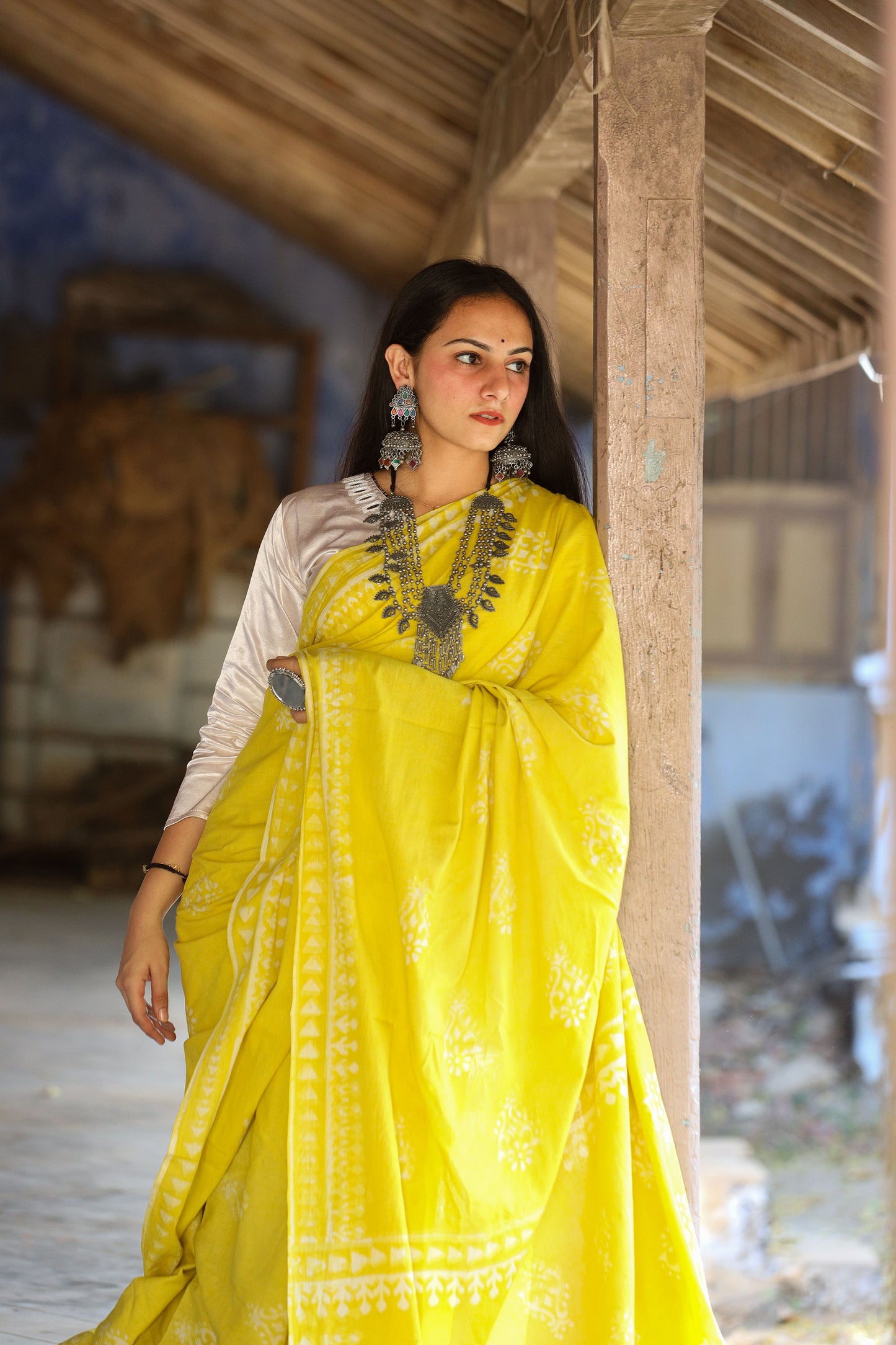 Pure Khadi Cotton Handwoven Lemon Green Saree