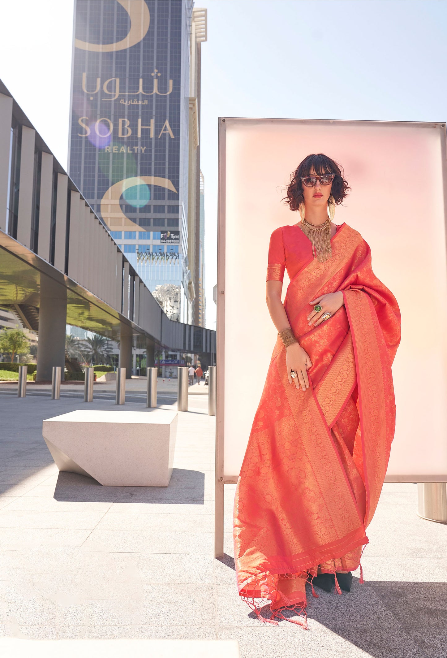 Orange Kzainaab Handloom Silk Saree