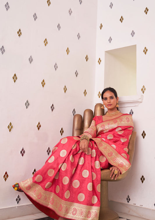 Coral Karnavati Pure Satin Silk Saree