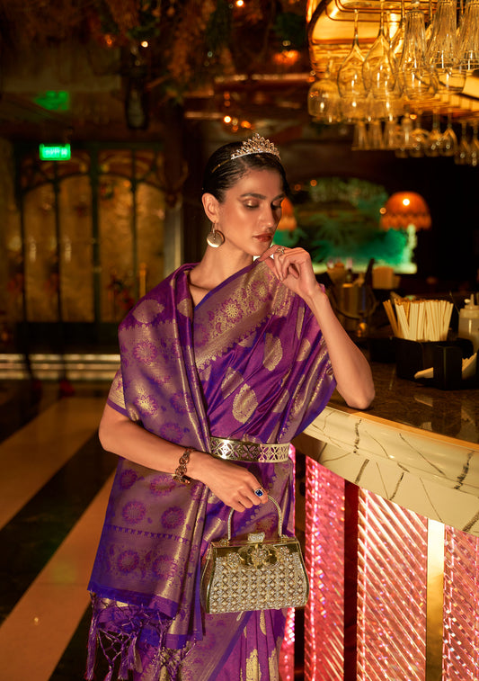Purple Kihaarika Silk Handloom Saree