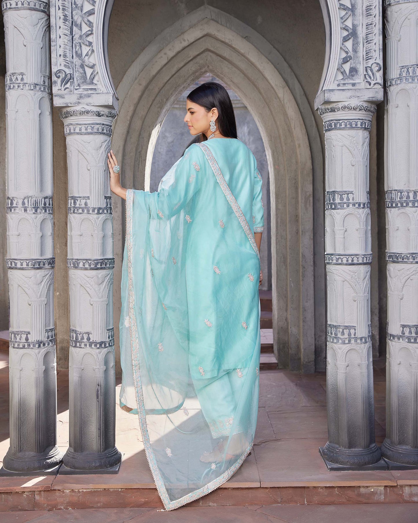Ek Baag Turquoise Pure Chanderi Kurta set