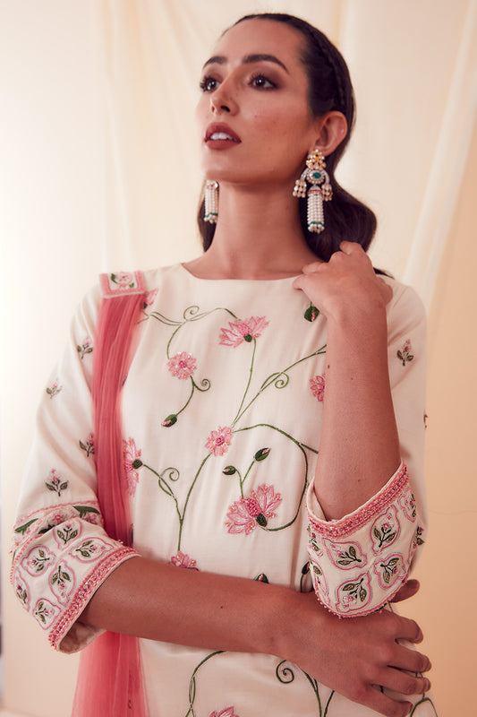 Ivory Lotus Garden Sharara Set - Aarambh