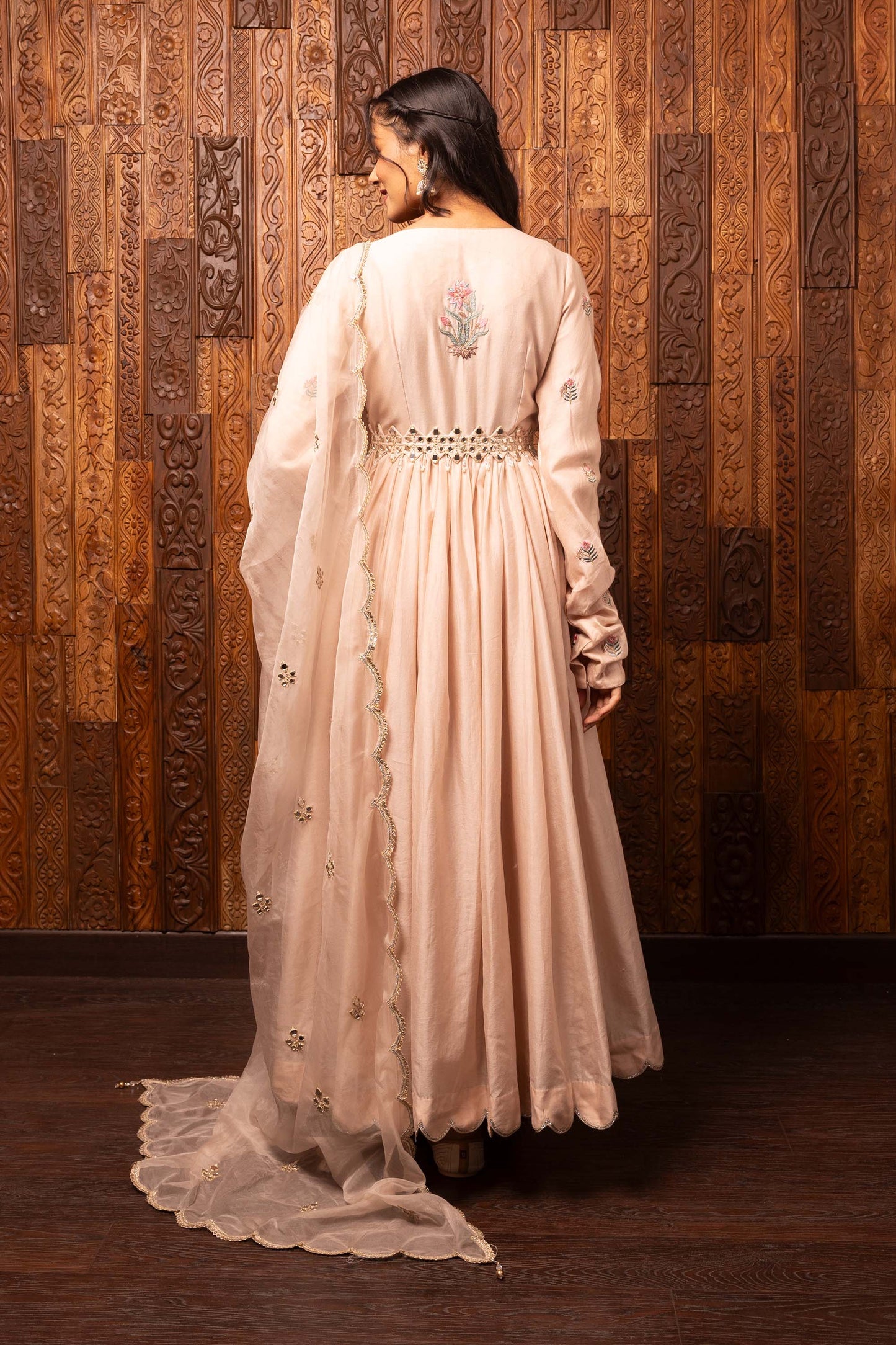 Tales of grace Light Pink Chanderi silk Embroidered Festive Anarkali