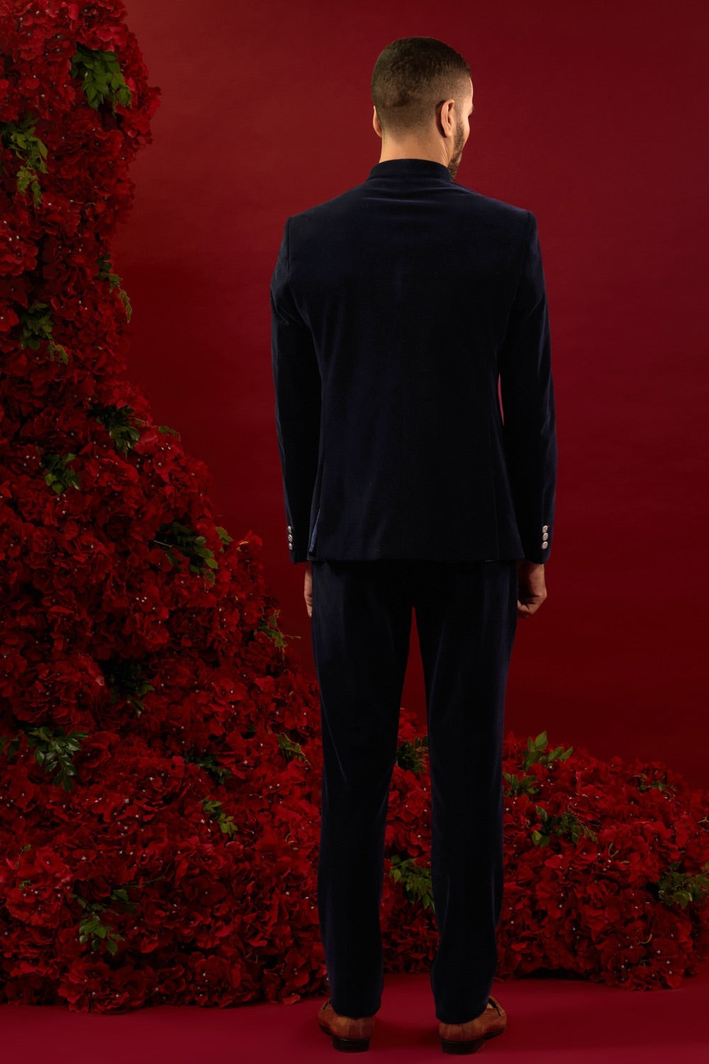 Black sik suit with machine work