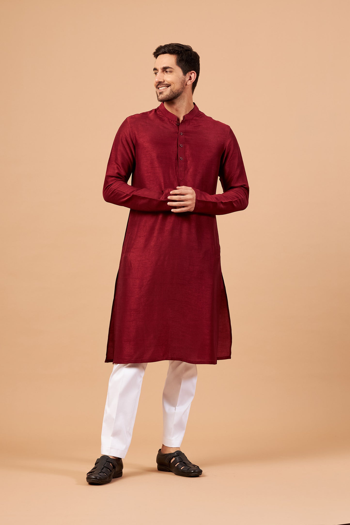 Maroon Raw Silk Festive ( only Kurta )
