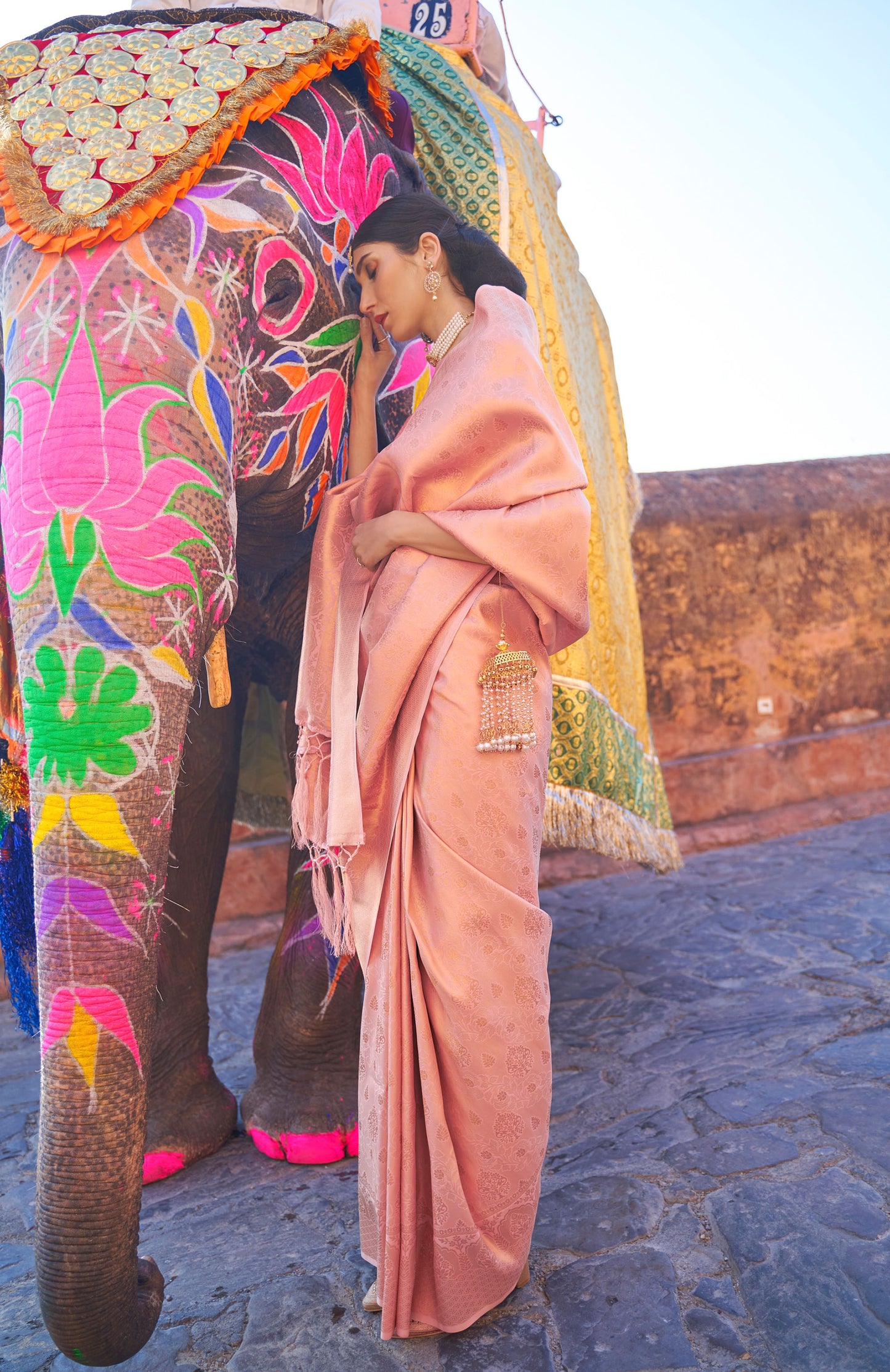 Peach Kumbhi Silk - Grande Handloom Saree