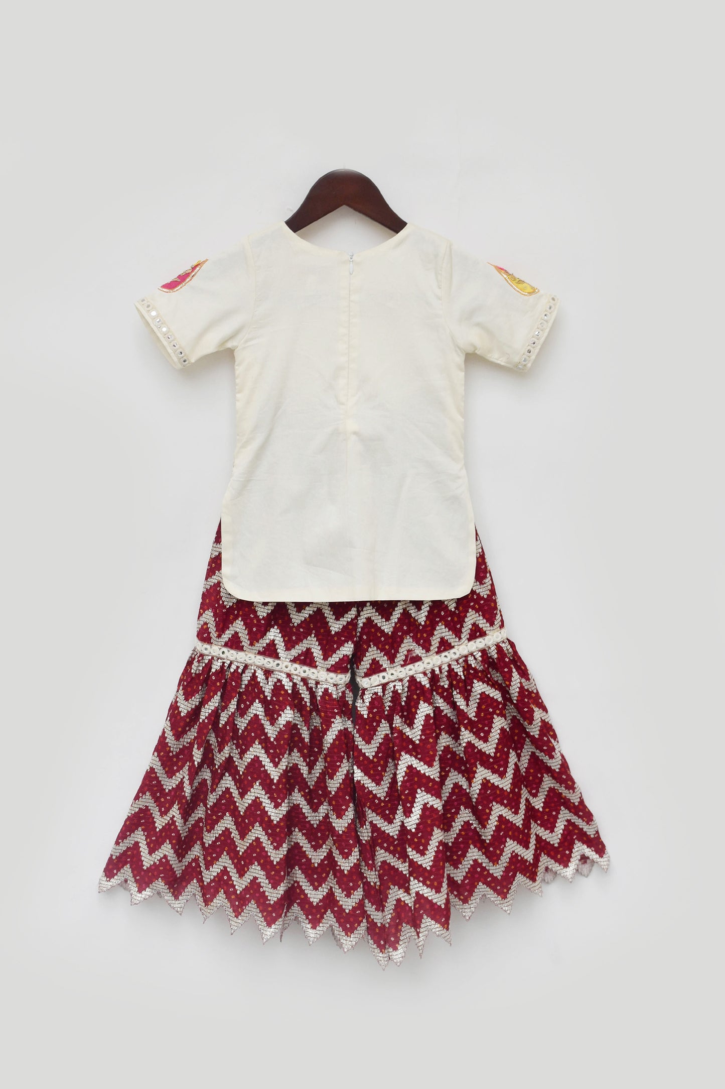 Off white Kurti with Maroon Sharara