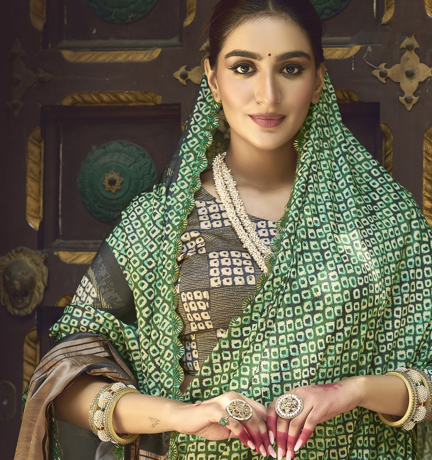 Green Gajji Silk Hand Work Saree
