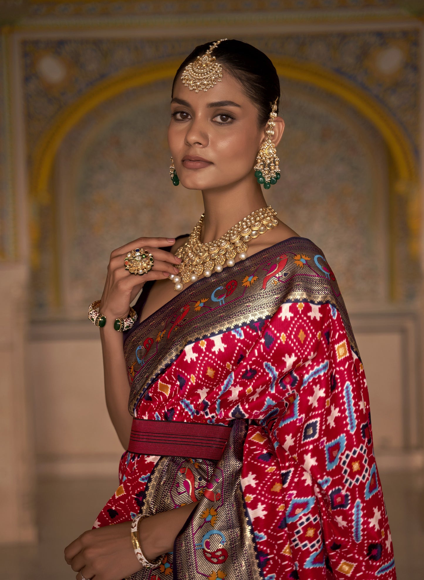 Red and Lilac Color Patola Paithani Silk Saree for Mehendi