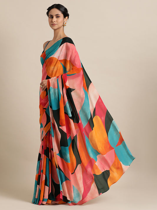 Shapes Play in Natural Crepe Multi color Saree