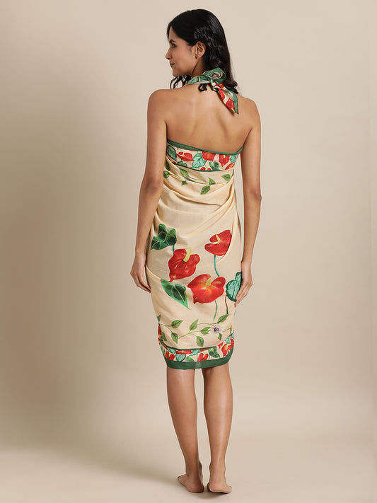 Ivory Oasis Sarong in Cotton Mull