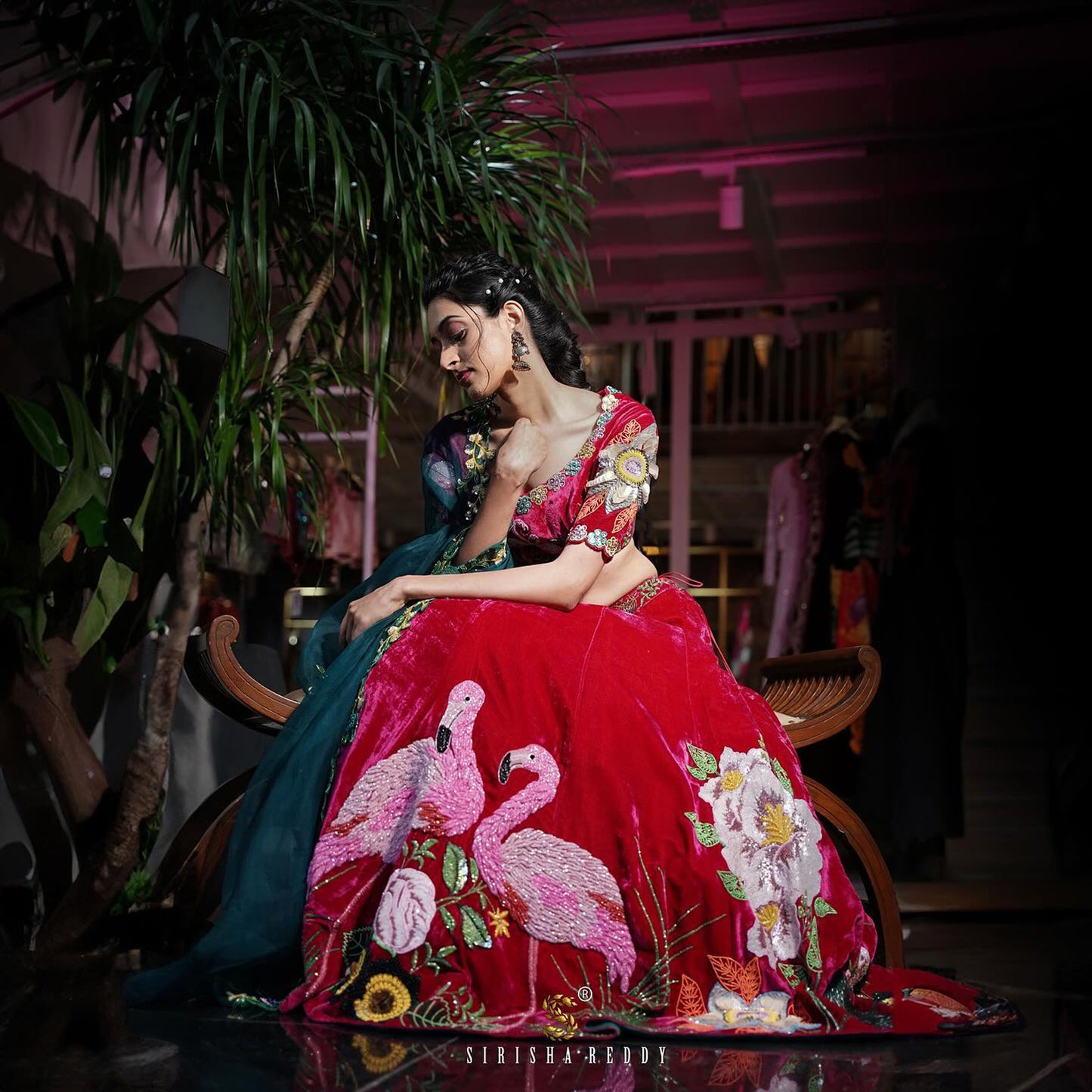 Magenta Pink Sequins Embroidered Designer Flying Soul Bridal Lehenga