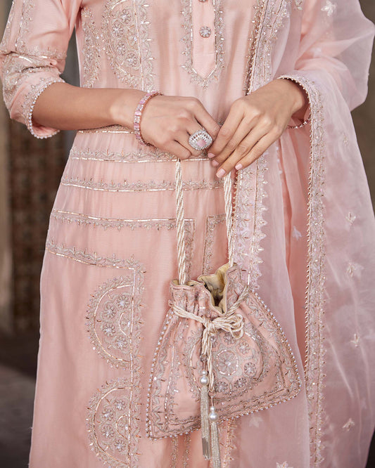 Ek Baag Peach Pure chanderi Kurta set