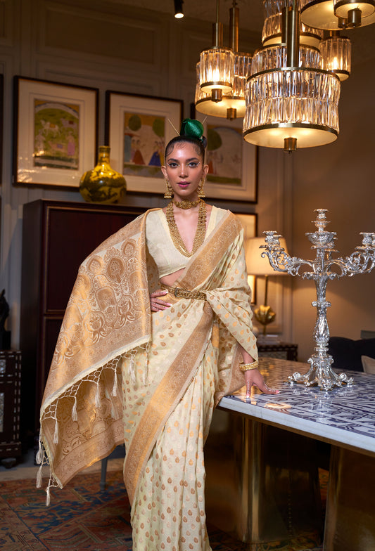 Light Green Kloset Silk Pure khadi Zari woven saree