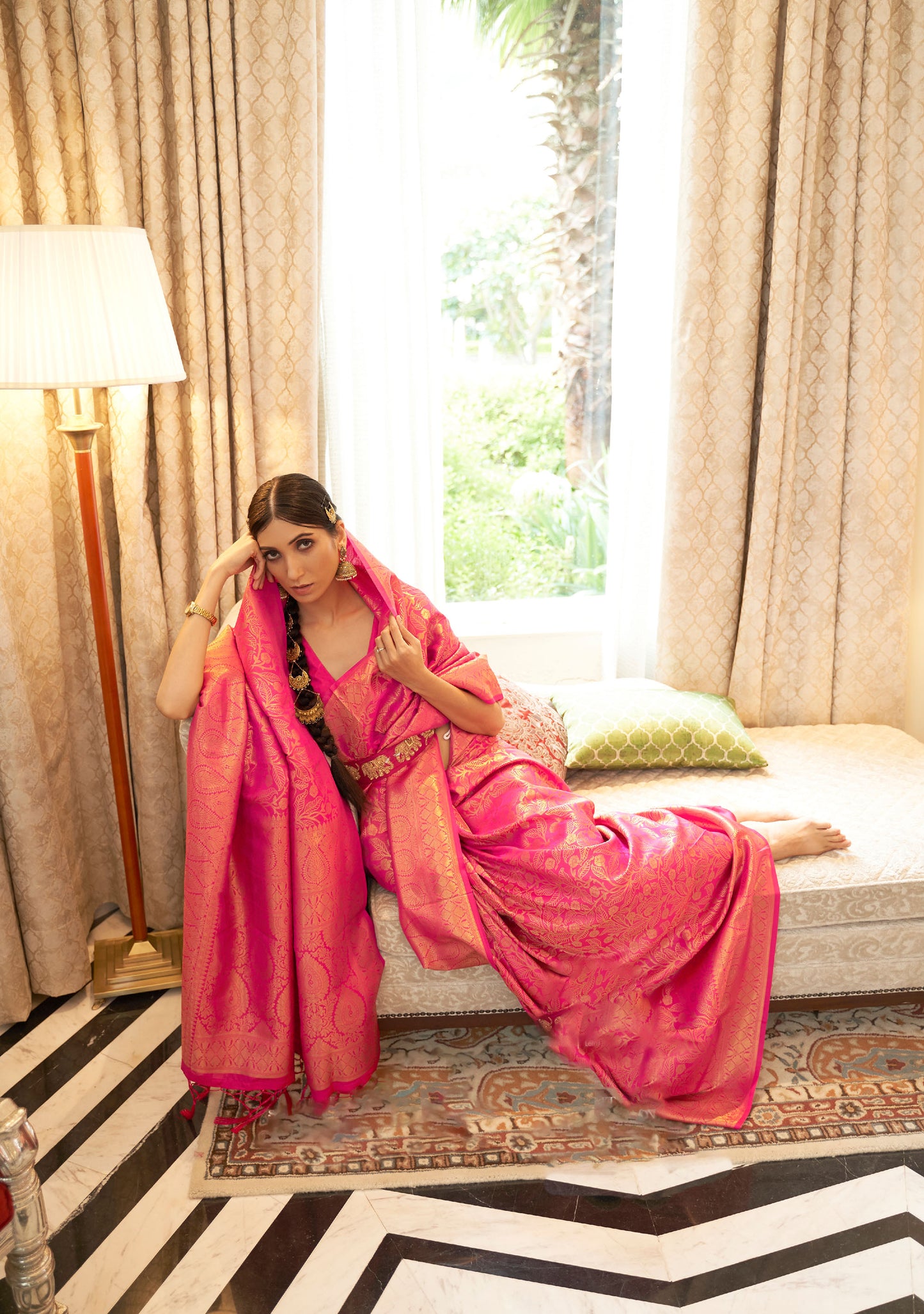 Pink Kaabha Silk Handloom Saree