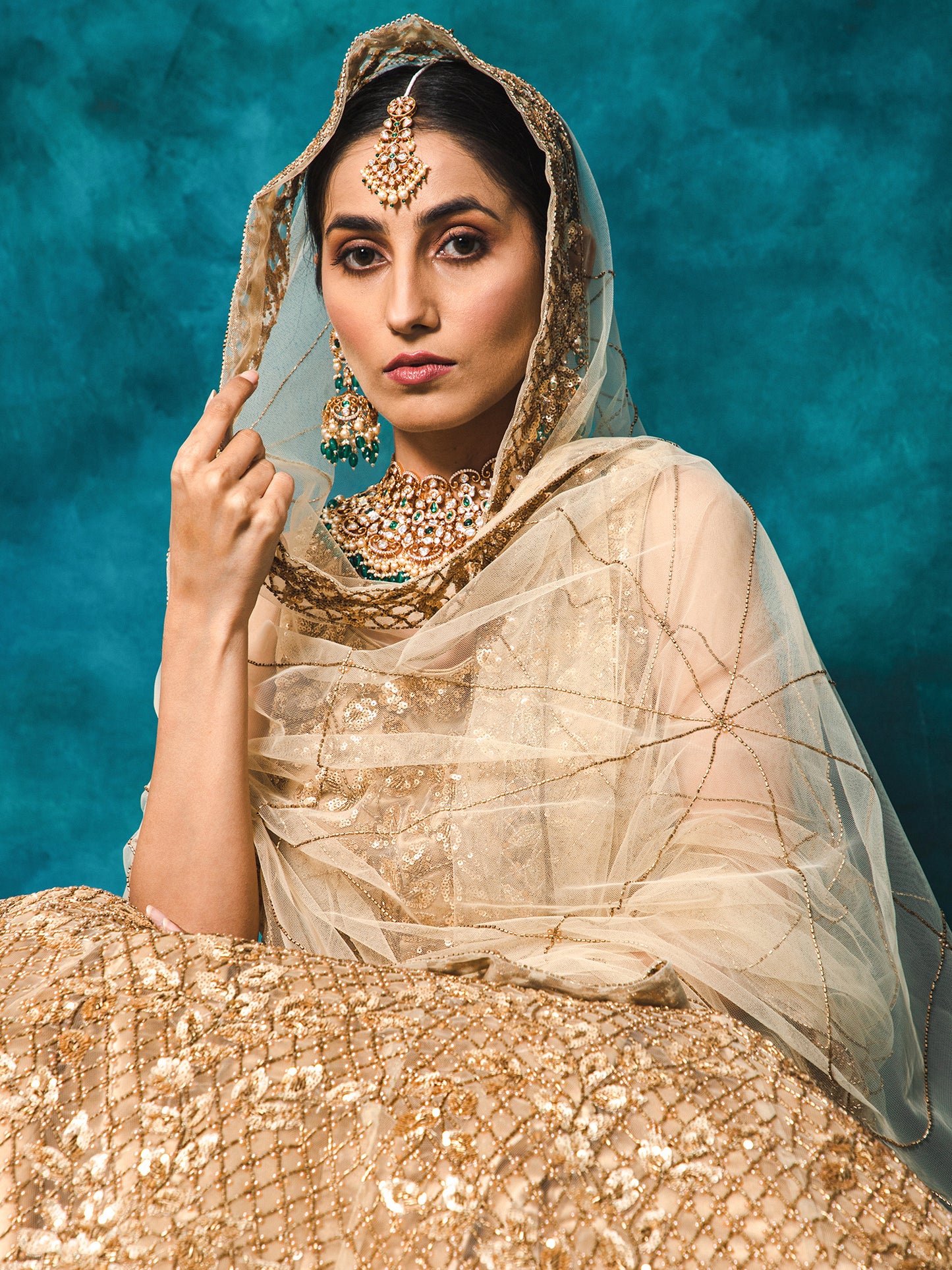 Beige Color Heavy Sequence Embroidery Bridal Lehenga