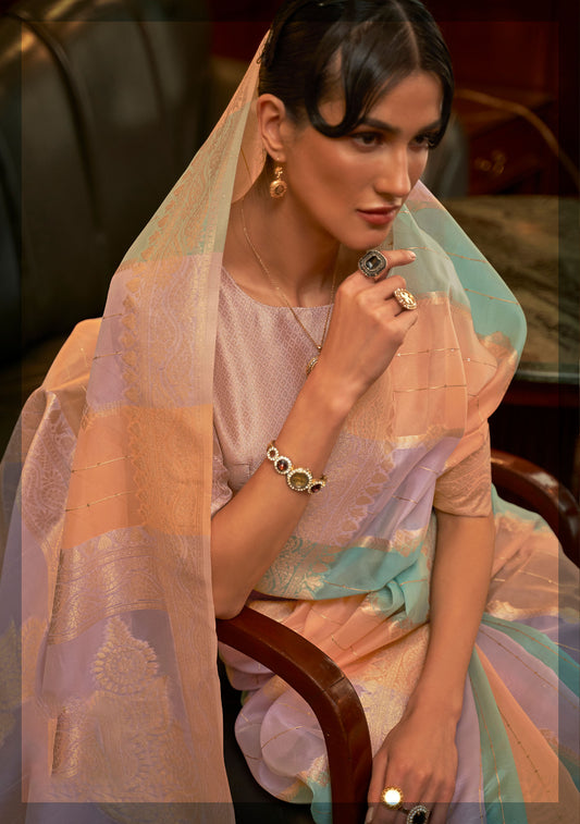 Purple Multi color Kenzo Organza Saree