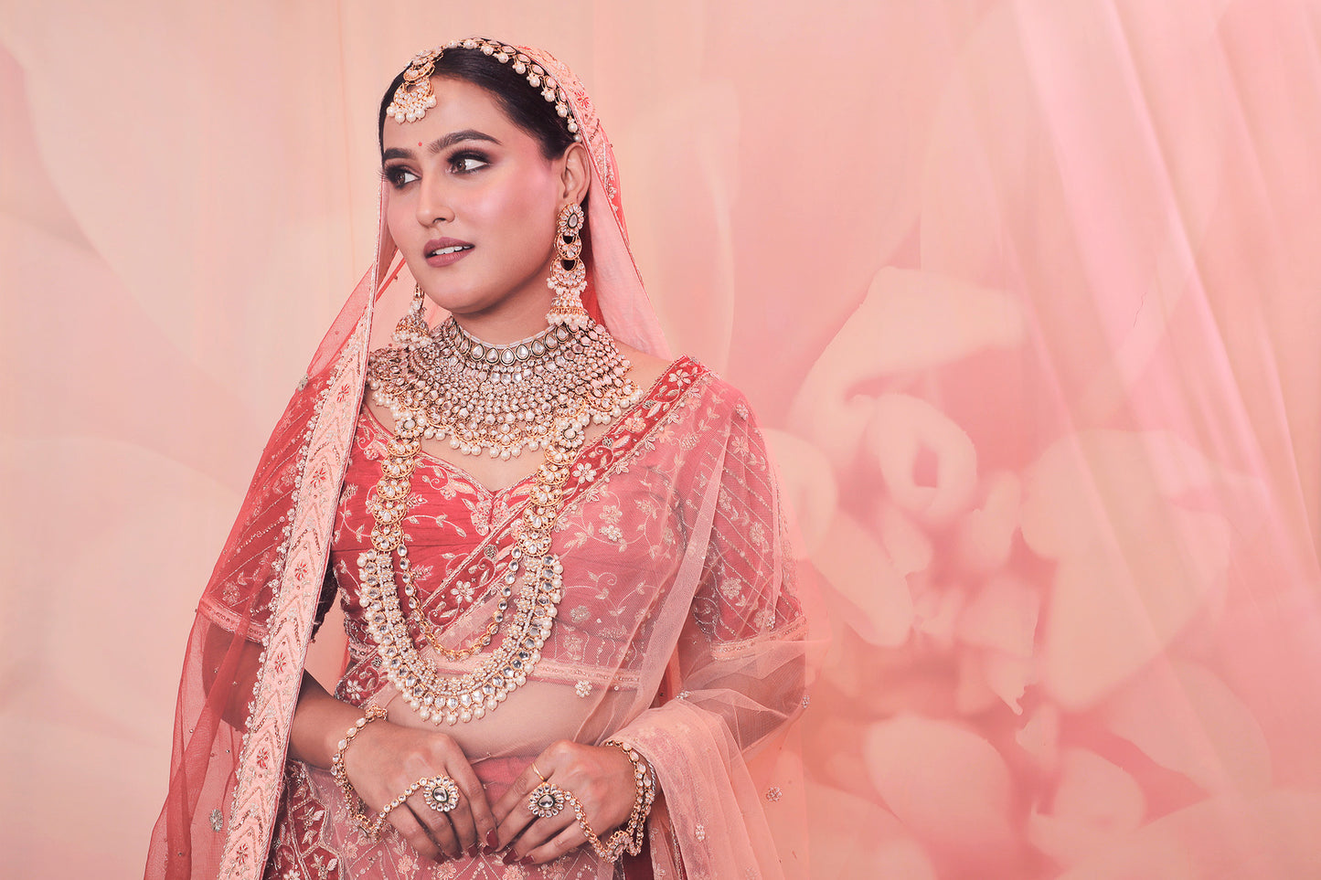 Brick Red Raw Silk Zardosi marwari lehenga