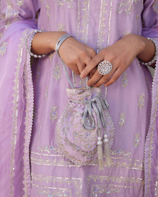 Ek Baag Muave Pure chanderi silk Viscose satin kurta set