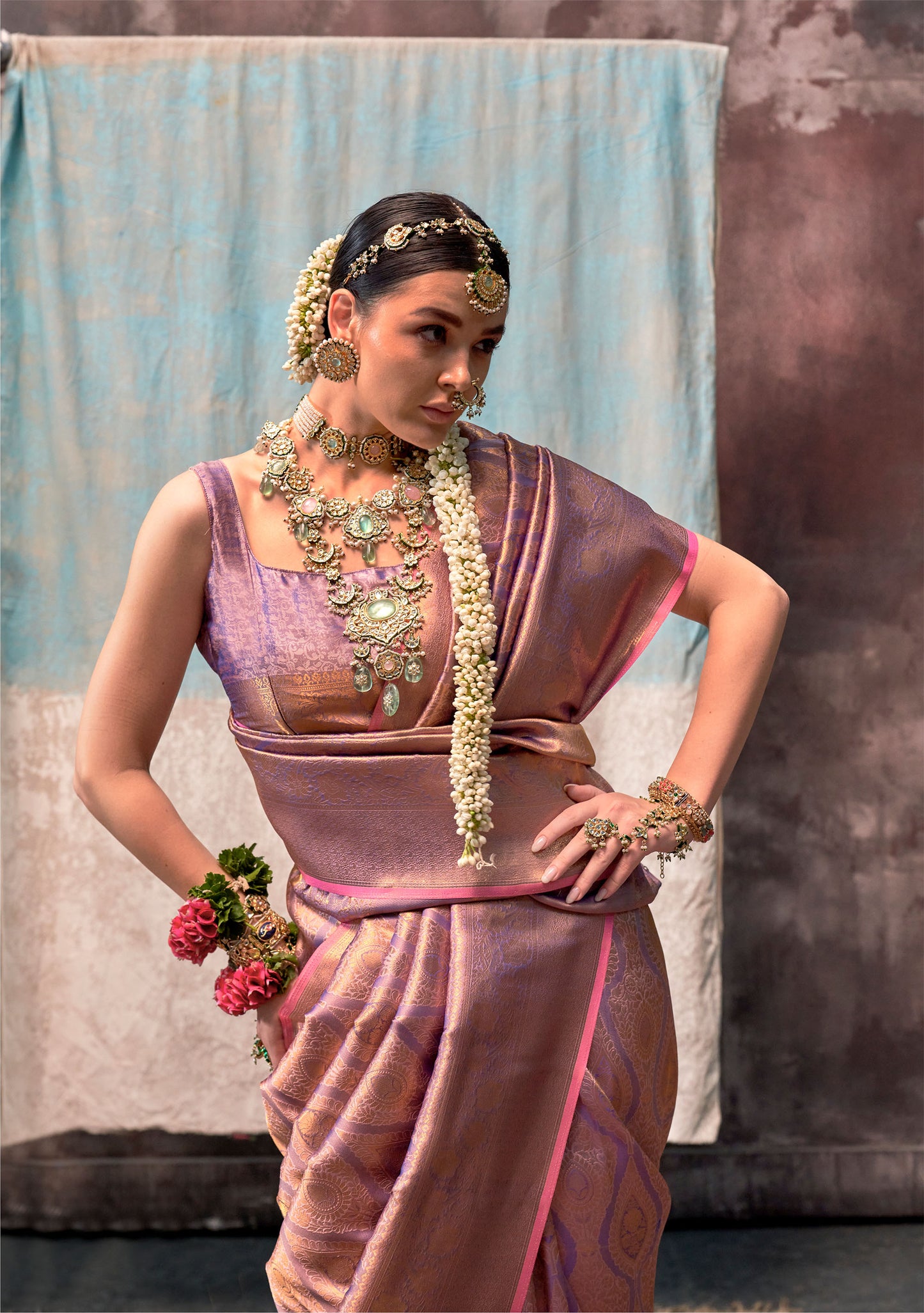 Lavender Kaala Savoy Handloom Silk Saree