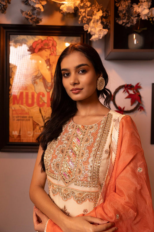 Glitterati Off white Georgette Gotta Dori Festive Sharara