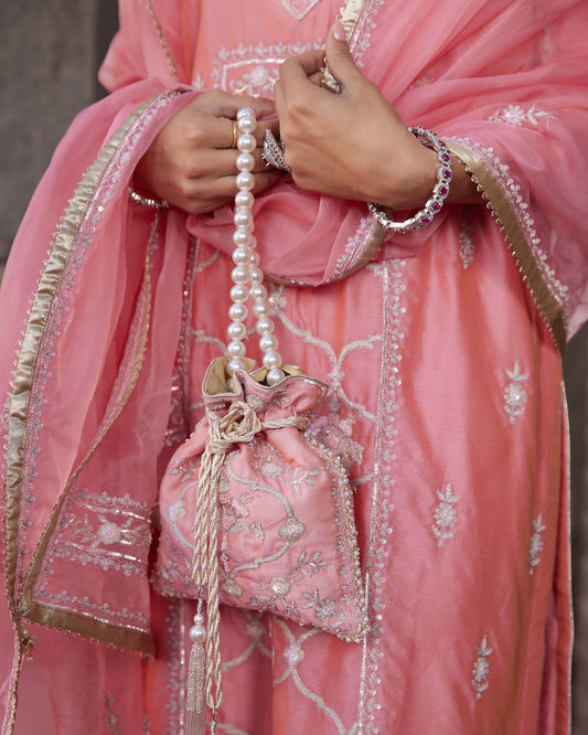 Ek Baag Pink Pure chanderi silk kurta set