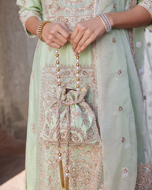 Ek Baag Mint Green Pure chanderi silk Kurta set