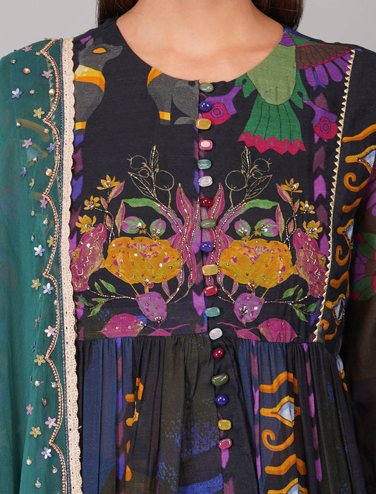 Egyptian Print Anarkali Set