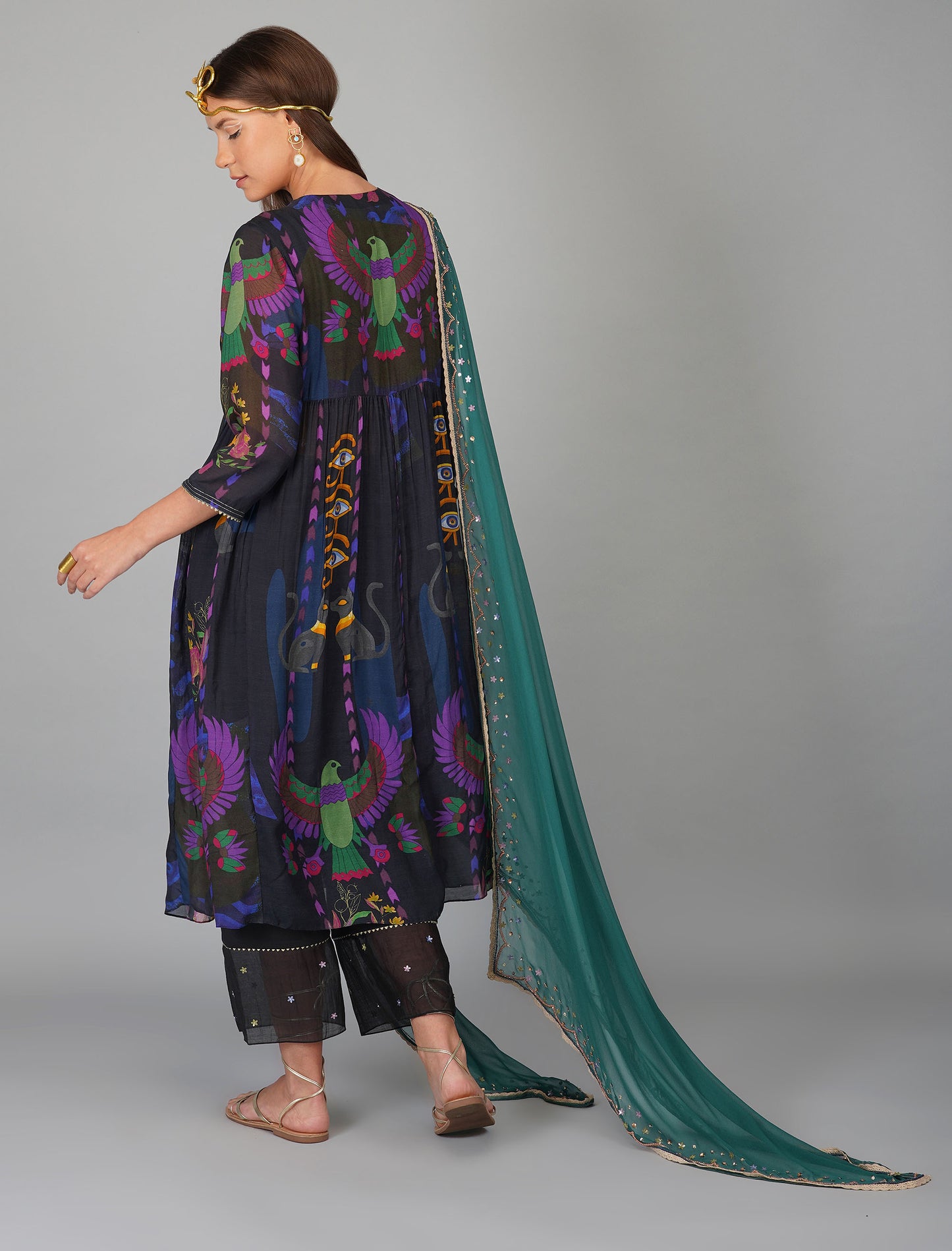 Egyptian Print Anarkali Set