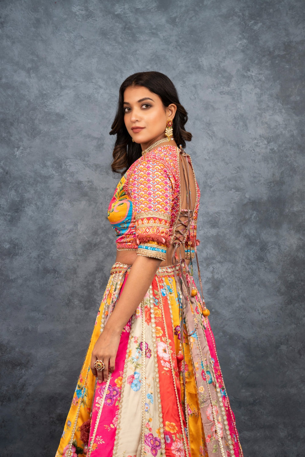 Multicolour soft silk printed lehenga choli