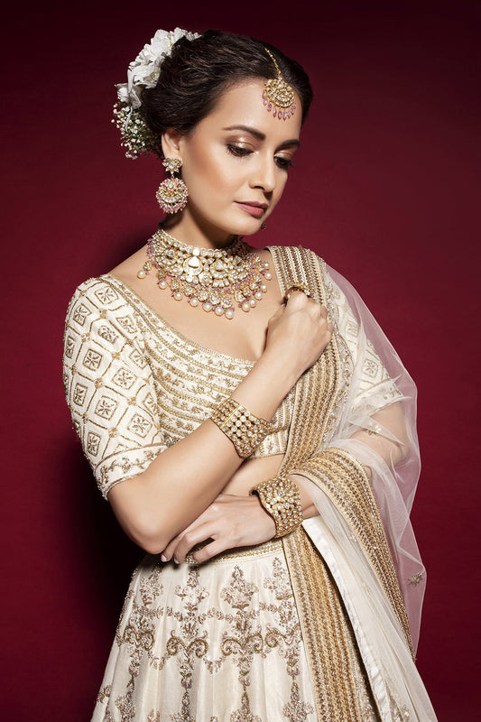 Ivory Zardozi Embroidery Lehenga - Aarambh