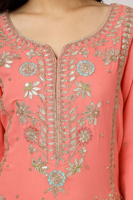 Gotta Bling Orange Georgette Gotta Dori Formal Kurta