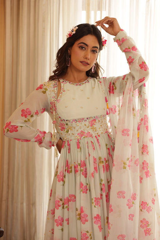 lily Chiffon anarkali set for wedding guests