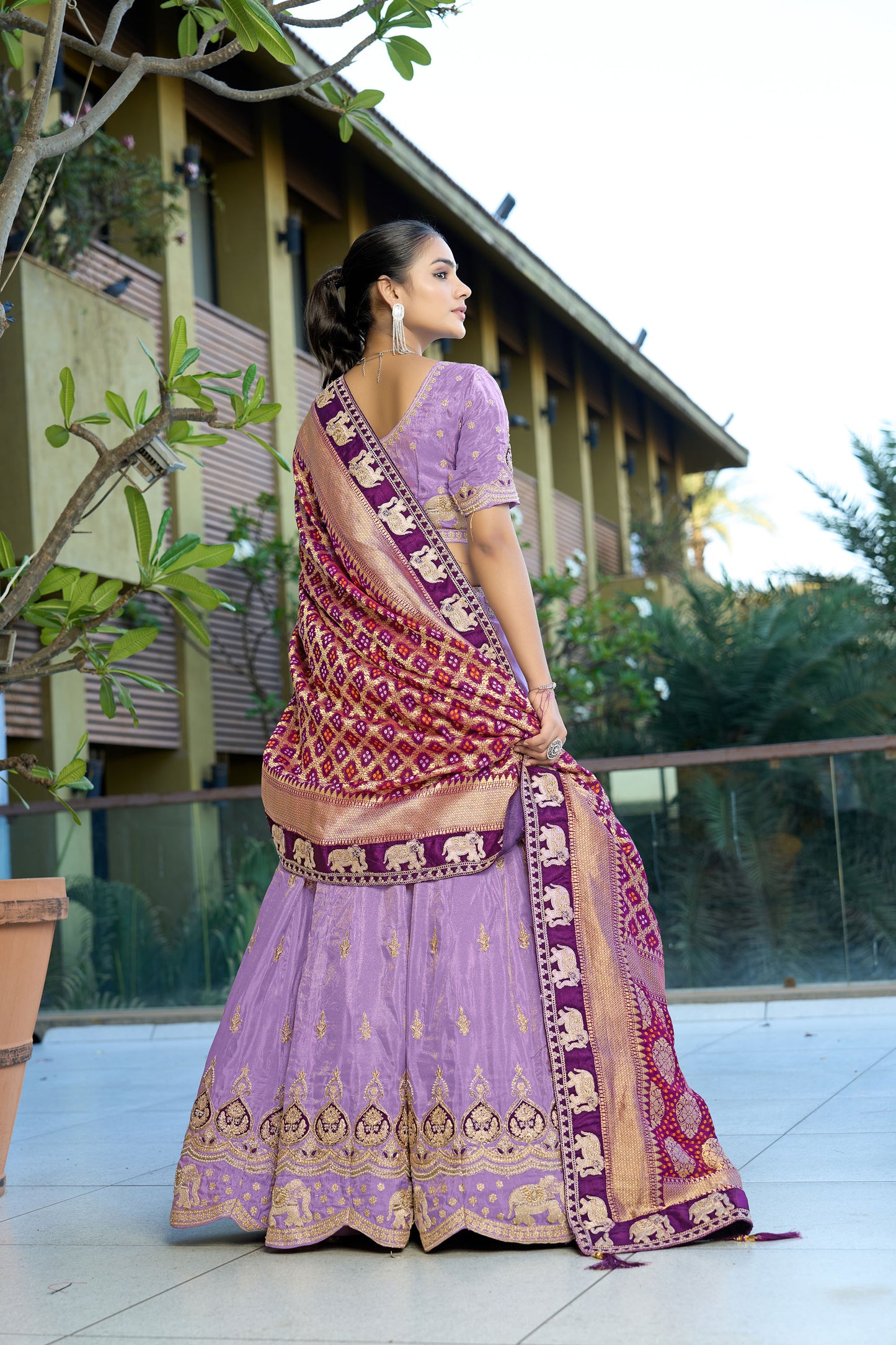 Lavender Jacquard Silk Zari Embroidered Bridesmaid Lehenga