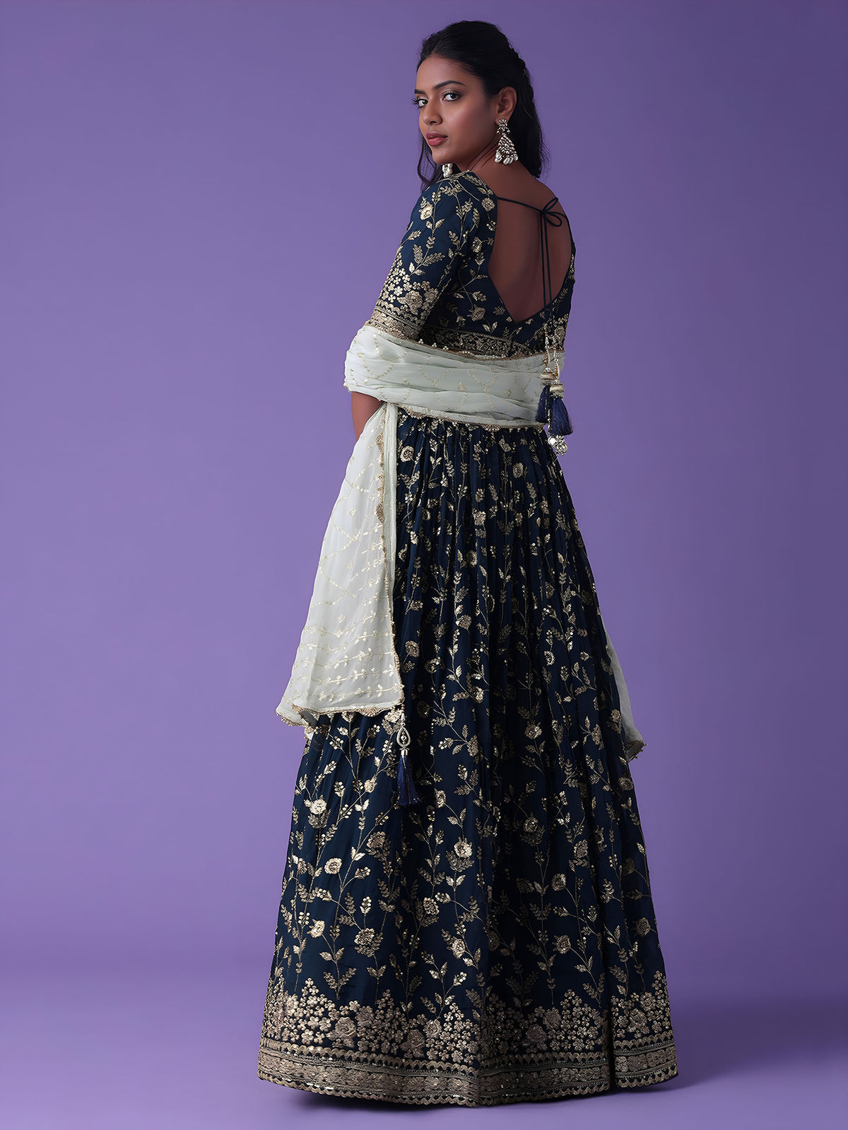 Blue Georgette Zari & Sequins Work Bridesmaid Lehenga Choli
