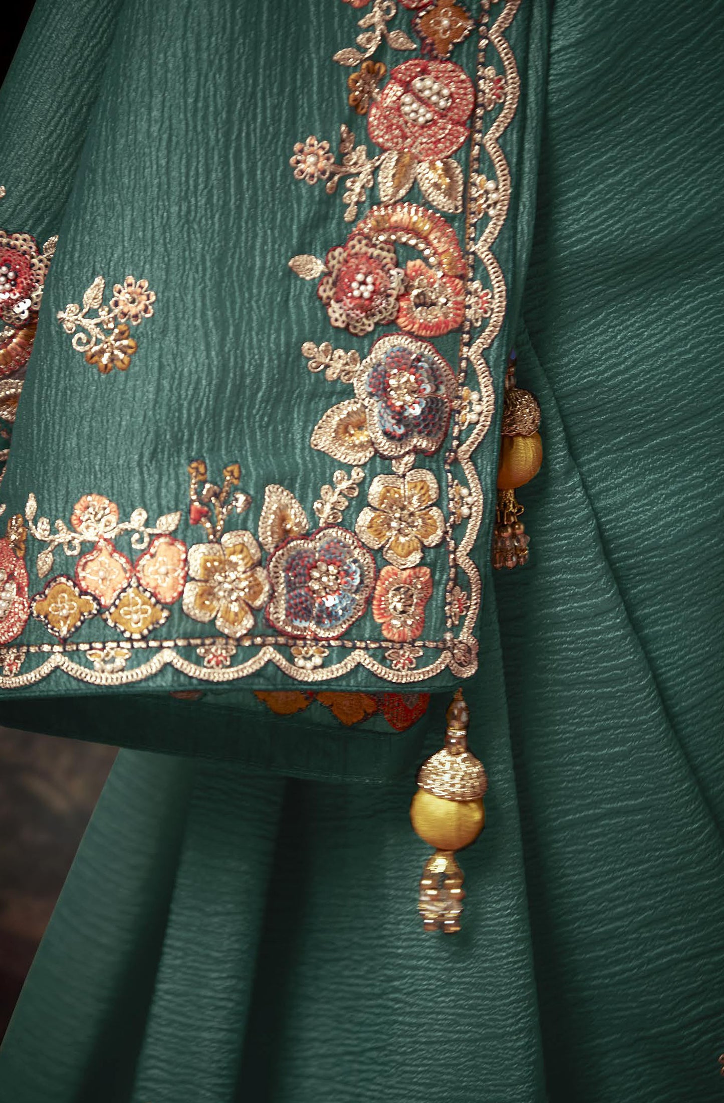 Green Sequins Festive Naveli Saree