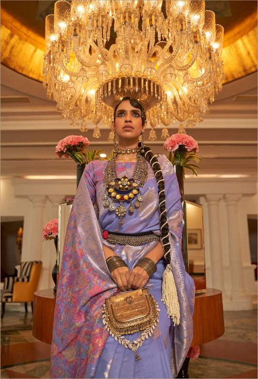 Light Purple Keerat Silk Modal Kashmiri Saree