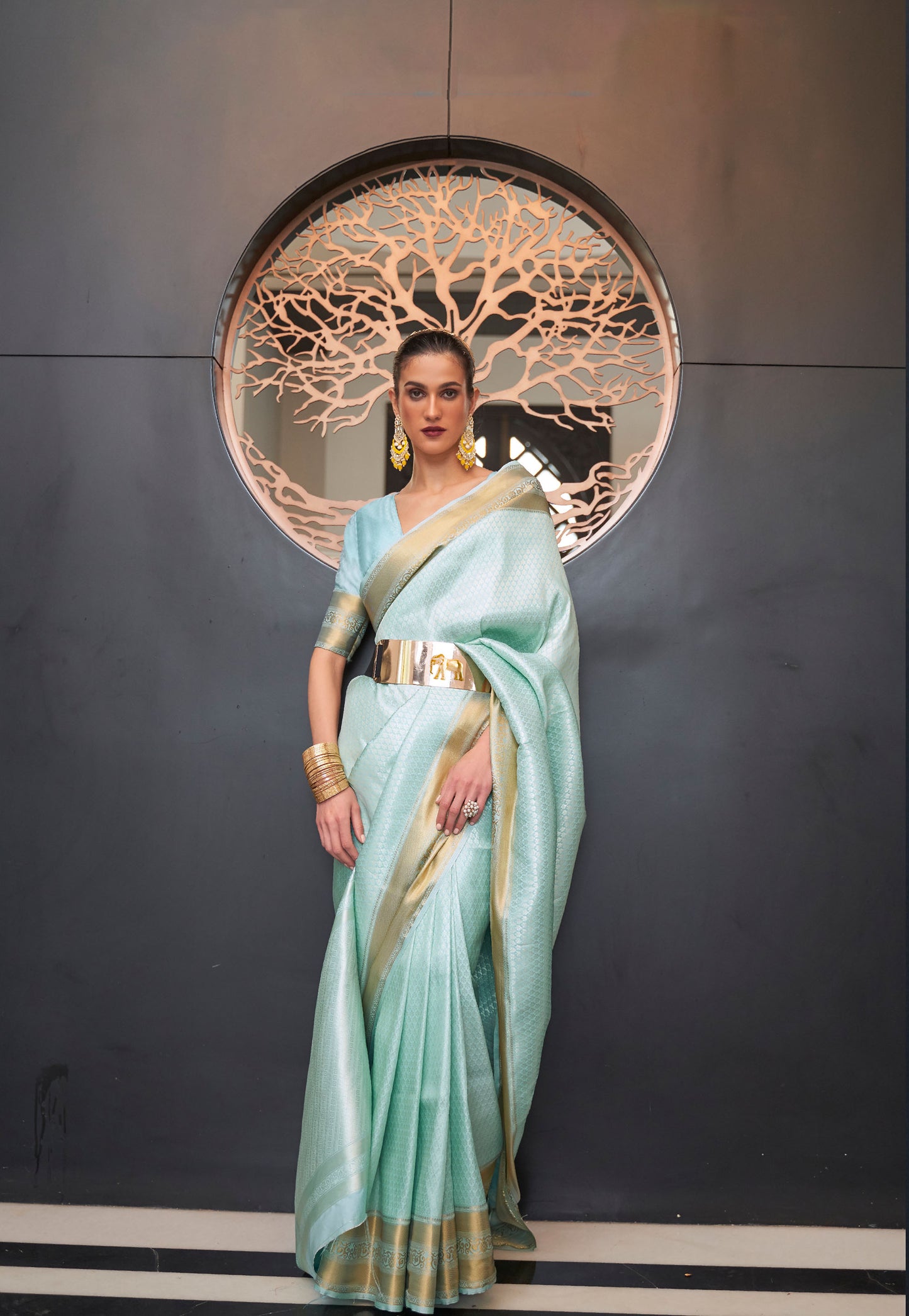 Blue Khitaab Silk Handloom Saree